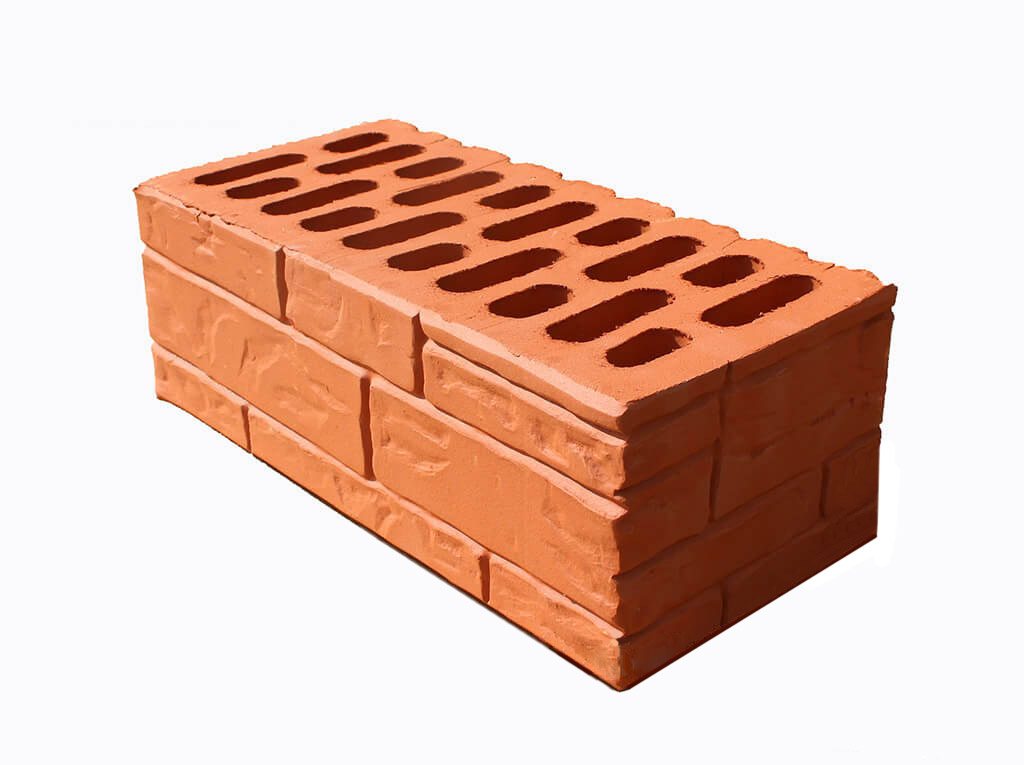 Кирпич красный полуторный «Ломаный камень», 250*120*88, Белебей