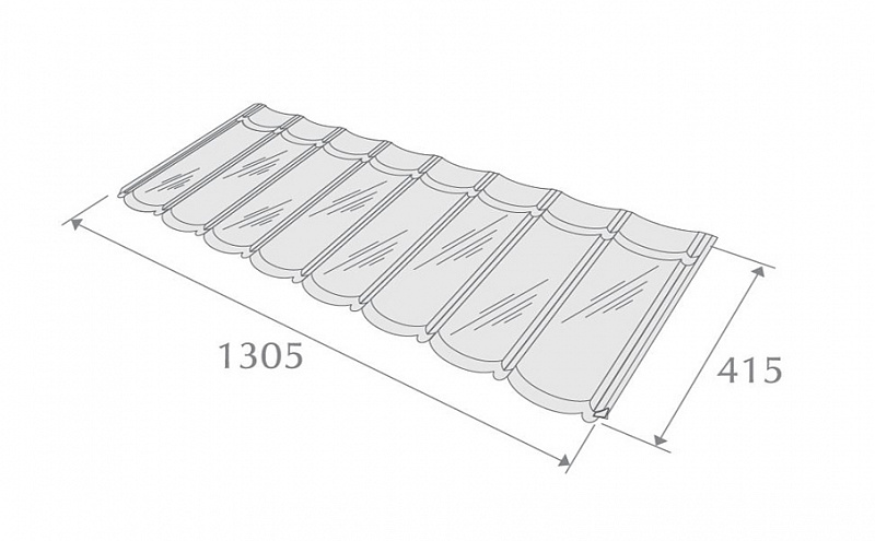 Композитная черепица METROTILE Галло терракот, 1305*415 мм